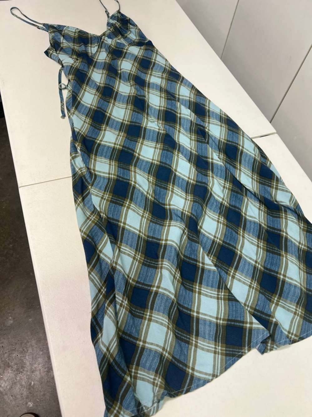 wild fable Blue and Olive Plaid Maxi Slip Dress